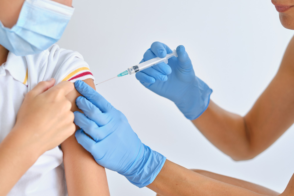 tenyearold boy getting vaccinated hospital