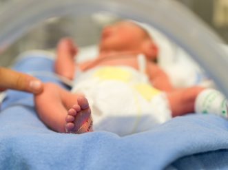 Premature baby and hand of the doctor neonato prematuro